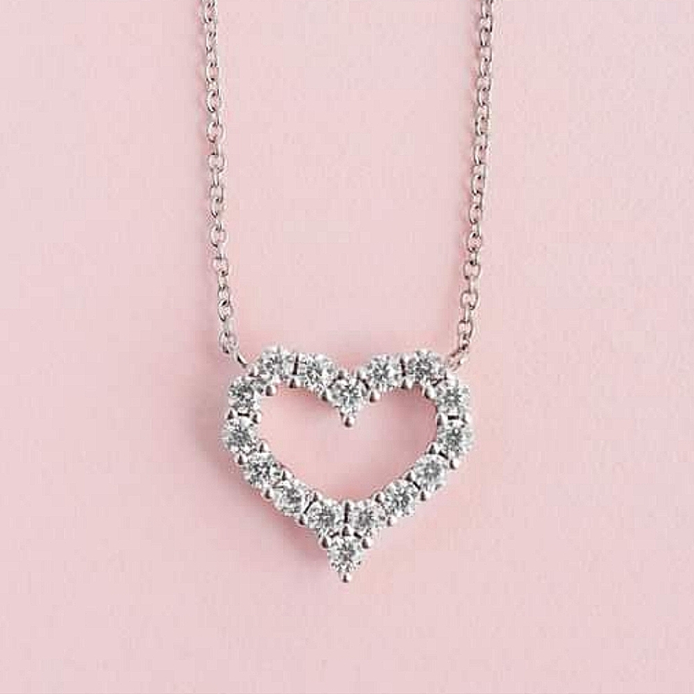 Heart Gemstone Necklace, 925 Sterling Silver Charmed Aroma Love Story